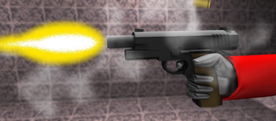 ティカ拳銃を構える