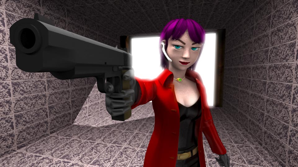 ティカ拳銃を構える